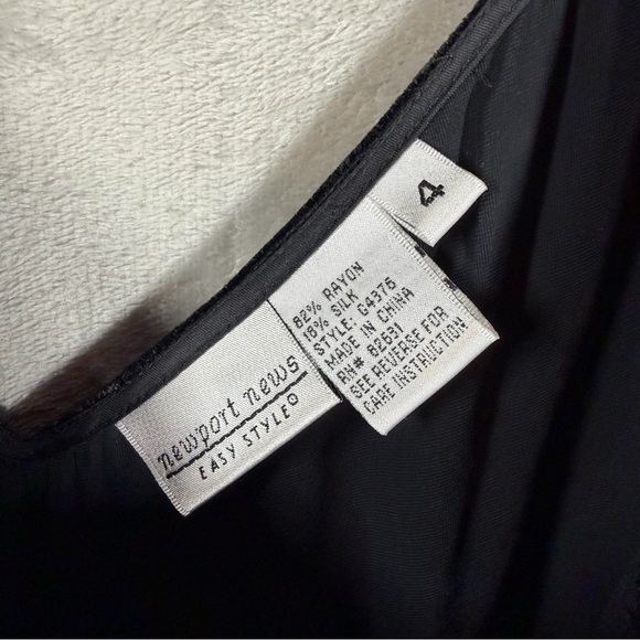 VTG Newport News Velvet Evening Dress Size 4 Black Y2K 90S Glam Dark Fairy Goth - Picture 6 of 11